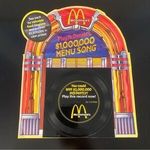 McDonald's $1 Million Contest Flexi-Disc Record & Die-Cut Jukebox Flyer